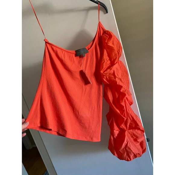 Anthropologie Sunday in Brooklyn One Shoulder Top Medium NWT Orange - Picture 3 of 12